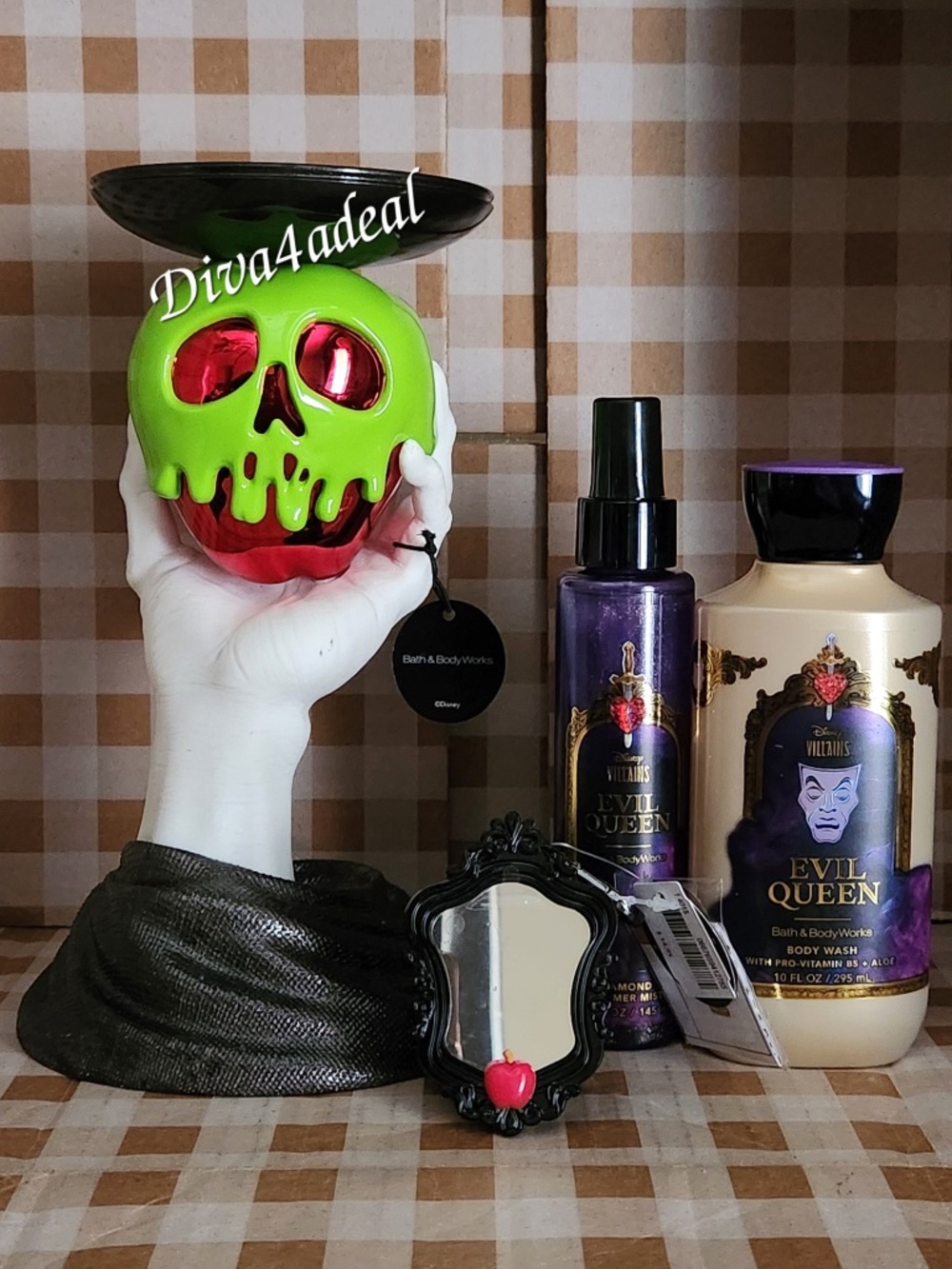 Bath & Body Works X Disney Villains EVIL QUEEN Candle Holder 4PC Bundle